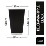 Belgravia 16oz Triple Walled Paper Black Ripple Cups 25s - PACK (20) NWT243P