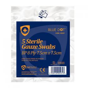 Click Medical Sterile Gauze Swabs 7.5x7.5cm Pack 5s NWT2531