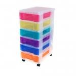 Really Useful Storage Boxes 6 x 7 Litre Clear Tower Rainbow Drawers NWT2607