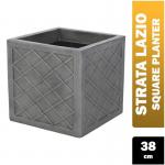 Strata Lazio Square Plastic Planter Plant Pot Grey 38cm (GN698) NWT2661