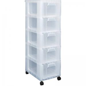 Really Useful Storage Tower 5 X 12 Litre Clear Drawers NWT2686