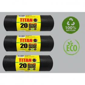 Titan Super Strong Refuse/Bin Sacks 100% Recycled 20s 75L NWT285