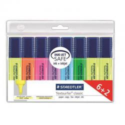 Staedtler Textsurfer Classic Highlighter Line Width 2.5-4.7mm Assorted Code 364AWP8 Pack 6 + 2 FREE NWT2905