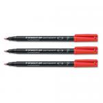 Staedtler Lumocolor Red Permanent Pen 0.6mm Line Pack 10s NWT2915