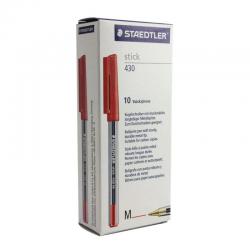 STAEDTLER Stick 430 M-2 Ballpoint Pen Medium - Red (Box of 10) NWT2918