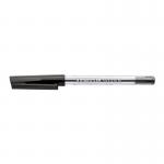 The image shows a collection of Staedtler ballpoint pens in the Stick 430 model, all in sleek black color. There are a total of 10 pens, neatly arranged in a row. The pens appear to have a slim and comfortable grip, with a clip on the top for easy carrying. The pen tips can be seen securely retracted inside the pens, ready for use. The packaging is also visible, featuring the brand name and product details. The overall look exudes simplicity and functionality.