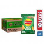 Walkers Salt and Vinegar Crisps 32.5g (Pack of 32) NWT296