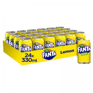 Fanta Lemon Soft Drink 330ml Can Pack of 24 NWT309
