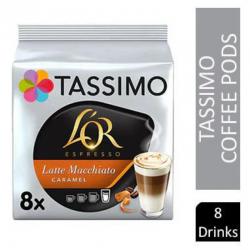 Tassimo LOR Latte Macchiato Caramel Coffee Pods (Pack of 1, Total pods, 8 servings) NWT315