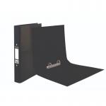 In the picture, you can see a set of 10 A4 black ring binders from Pukka Pads Ltd. Each binder is brightly colored and features a sturdy ring mechanism. The front cover is adorned with the Pukka Pads logo, while the back cover is plain. The binders are neatly stacked on top of each other, ready to keep your documents organized.
