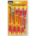 Rolson 7 Piece VDE Screwdriver Set w/ Volt Tester NWT3381