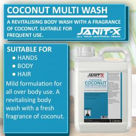 Janit-X Professional Coconut Hand, Body & Hair Wash 5 litre NWT3575