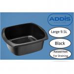 Addis Large Rectangular Washing Up Bowl 9.5 litre Black - PACK (6) NWT3658P