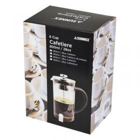 Sunnex Cafetiere 6 Cup Glass and Chrome 800ml NWT3764
