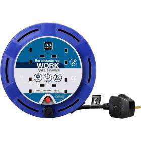 Masterplug SCT05104BL-MP Four Socket Cassette Reel Extension Lead, 5 Metres, Blue NWT3806