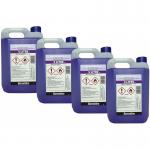 This picture shows a variety of cleaning chemicals and accessories from the Barrettine Group, including a 5 litre container of methylated spirit. The products are neatly arranged on a clean surface and are clearly labeled with their brand and size.