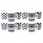 Fixtures 12oz Black & White SPOTTY & STRIPED Pattern Mugs - PACK (12) NWT3862P