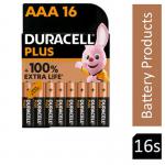 Duracell Plus AAA Battery Alkaline 100% Extra Life (Pack of 16) 5009398 NWT3977