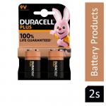 Duracell Plus Battery 9V (Pack of 2) 81275459 NWT3981