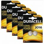 In the photo, there are two small packs of Duracell CR2016 3V lithium batteries. The packs have the classic Duracell design with a copper top and white body. The label states Duracell and Lithium 3V Battery. The batteries are placed side by side, with one on top of the other. Both packs are new and sealed. The packaging is clean and in perfect condition.