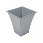 The image of the What More UK Garden Maintenance Wham Silver Square Metallica Planter 28cm H308 NWT4040 features a sleek, square design with a shiny silver finish. The planter stands at 28cm tall and is perfect for adding a touch of modern style to any garden or outdoor space.