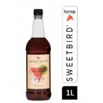 A vibrant photograph capturing the bold and refreshing Sweetbird Watermelon Iced Green Tea Syrup. The 1-litre plastic bottle gleams with a bright label, showcasing the juicy red fruit that infuses every sip. A tempting treat for any tea lover looking to add a burst of fruity sweetness to their brew.