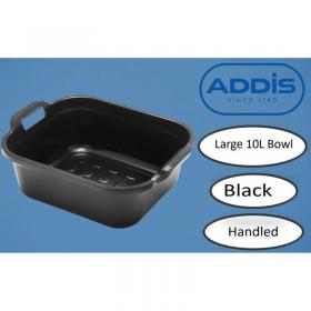 Addis Large Rectangular 10 Litre Washing Up Bowl with Handles, Black, 39 x 32 x 14 cm NWT4257