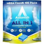 Astonish All In 1 Dishwasher Tablets Lemon Mega Pack (100) NWT4398