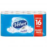 Velvet Quilted Classic 3 Ply Toilet Rolls 16 Pack New Size NWT4443