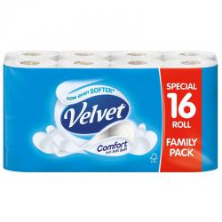 Velvet Quilted Classic 3 Ply Toilet Rolls 16 Pack New Size NWT4443