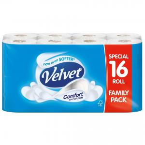 Image of Velvet Quilted Classic 3 Ply Toilet Rolls 16 Pack New Size NWT4443