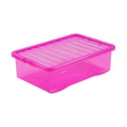 Cheap Stationery Supply of Wham Crystal Pink Plastic Storage Box UBed 32 Litre Office Statationery