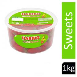Haribo Giant Strawberries 1kg Drum NWT4479