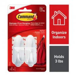 3M Command 17081 Medium Hooks 2 Pack NWT4560