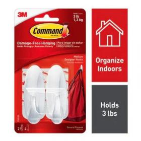 3M Command 17081 Medium Hooks 2 Pack NWT4560