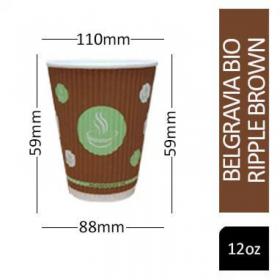 12oz Belgravia 100% Biodegradable Ripple Paper Cups 25s - PACK (20) NWT4629P