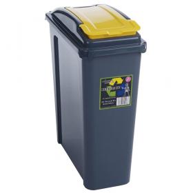 VFM Recycle It Yellow Slimline Bin & Lid 25 Litre NWT4712