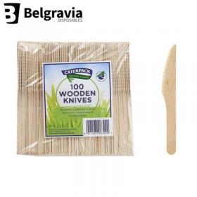 Belgravia Disposables Eco Friendly Wooden Cutlery Knives 100s NWT4741