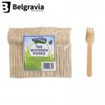 Belgravia Disposables Eco Friendly Wooden Cutlery Forks 100s - PACK (10) NWT4742P