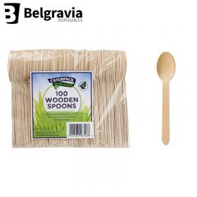 Belgravia Disposables Eco Friendly Wooden Cutlery Spoons 100s - PACK (10) NWT4743P