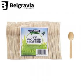 Belgravia Disposables Eco Friendly Wooden Cutlery Teaspoons 100s - PACK (10) NWT4744P