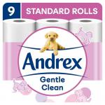 Andrex 2-Ply Toilet Roll Puppies On A Roll Clean & Gentle White (Pack of 9) NWT4904