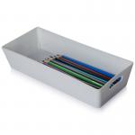 The image shows a grey rectangular storage basket from What More UKs Studio range. It has a capacity of 2.01 liters and features the brands logo, NWT4940. The basket is made by the brand Wham and is perfect for organizing and storing items around the house.
