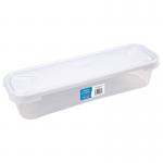 This photograph showcases the What More UK Kitchen Essentials Wham Cuisine ClearIce White Food Box & Lid. The box has a 1.2 litre capacity and is brand new with tags (NWT4973). The sleek design of the box and lid is perfect for storing food items in the kitchen.