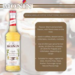 MONIN Vanilla Cocktail Syrup 700ml (Glass Bottle) NWT515