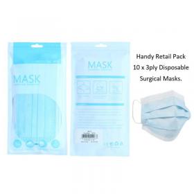 Disposable Surgical Face 3 Ply Mask Retail Packed 10s NWT5251