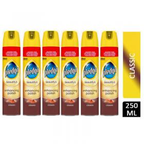 Pledge Classic Enhancing Wood Polish 250ml Fast & Easy Shine - PACK (6) NWT530P