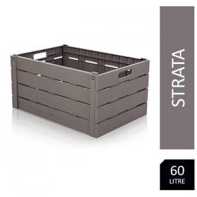 Strata Grey Wood Effect Folding Crate 60 Litre NWT5341