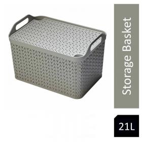 Strata Grey Large 21L Handy Basket With Lid 29cm x 43.5cm (HW124COOLGREY) NWT5379