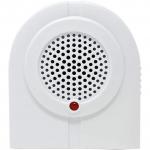 In this picture, there is a pack of six battery-powered mouse repellents from The Big Cheese Trading Company. Each device is a small, compact size and is labeled with the companys logo. The packaging is bright, with a bold font and a clear image of a mouse with a red line through it. The devices are labeled as Anti Mouse Battery Powered Mouse Repellent and have the model number STV820.